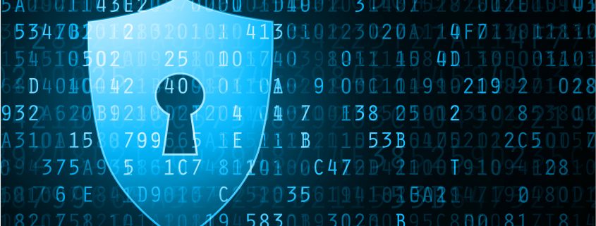 Abstract code background - shield with keyhole